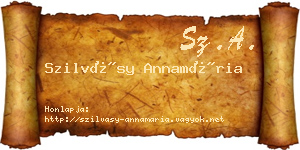 Szilvásy Annamária névjegykártya